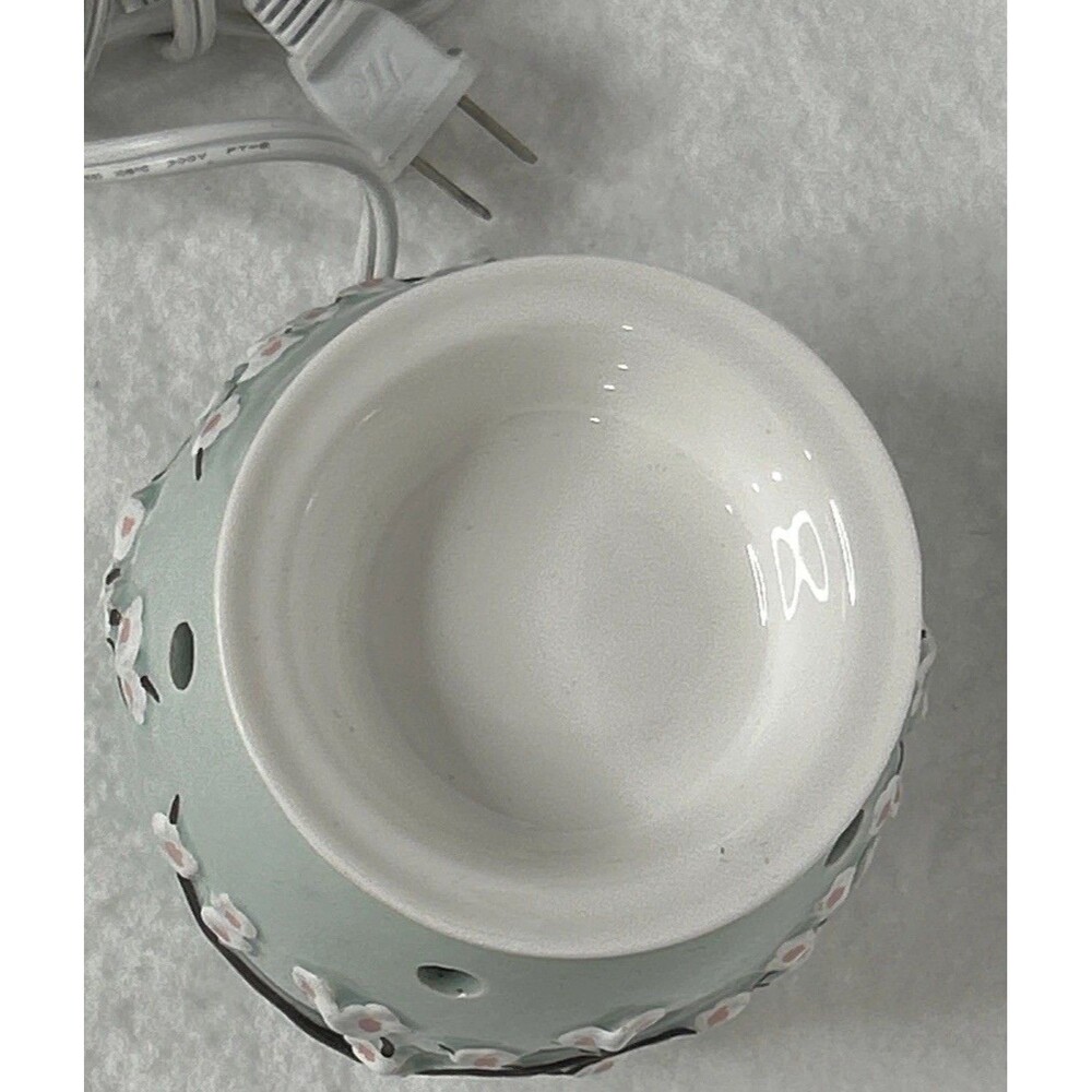 Scentsy Aqua Blue Cherry Blossom Portable Electric Wax Warmer Retired Boho Decor - Picture 3 of 6